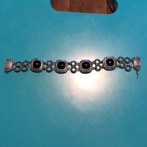 Magnet clasp black and silver bracelet